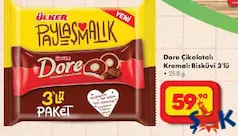 ÜLKER DORE ÇİKOLATALI KREMALI BİSKÜVİ 3'LÜ